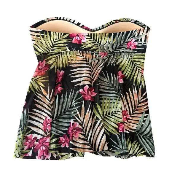 Kona Sol Tropical Swim Strapless Top Padded Breasts Size XL NWT - Picture 2 of 5